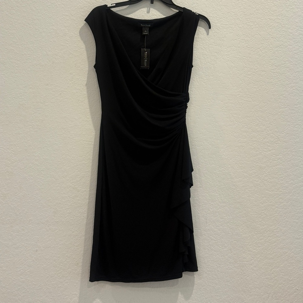 White House Black‎ Market Black Ruched Asymmetrical Dress